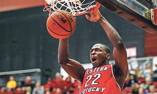 Western Kentucky forward Dwight Coleby finished with six points, five rebounds and two blocks in a 79-62 win over the Boston College Eagles at the EA Diddle Arena in Bowling Green, Kentucky. (AP)
