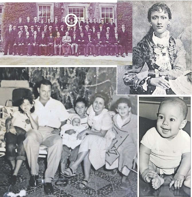 TOP LEFT: The young Fred Smith is circled with a hairstyle to stand out from the crowd at school. TOP RIGHT: Arabella Simms, Fred Smith’s great-great-grandmother. ABOVE: The young Fred Smith and his family in Haiti in 1956. From left, his sister Gladys, his father, his sister Norma holding Fred as a baby, his mother Julia and then his sister Joyce. ABOVE RIGHT: Baby Fred at the age of five months.