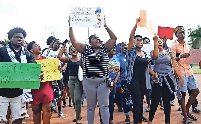 Students of the University of The Bahamas hold their protest.

Photos: Shawn Hanna/Tribune Staff