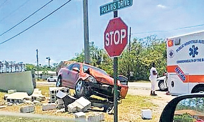 The scene of the crash in Freeport on Sunday.