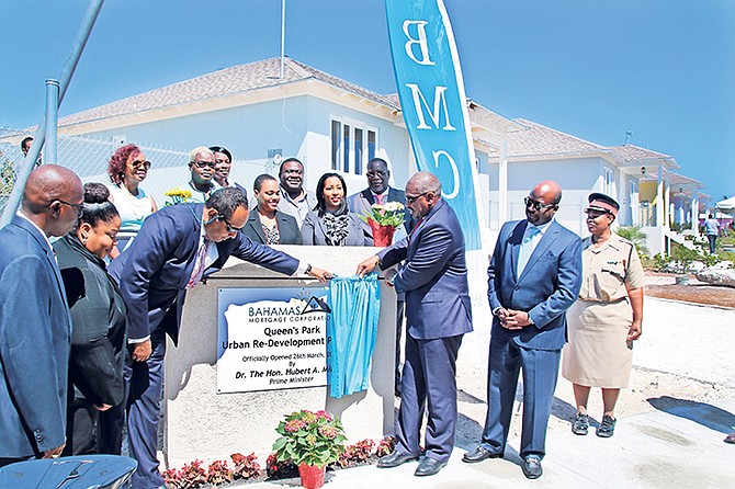 OFFICIAL unveiling of the plaque for Queen’s Park by Prime Minister Dr Hubert Minnis and Minister of Environment and Housing Romauld Ferreira yesterday. Photo: Derek Smith/BIS