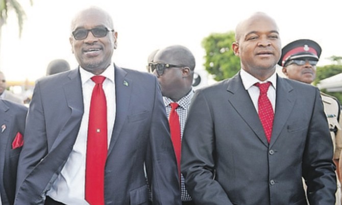 Centreville MP Reece Chipman (right) with Prime Minister Dr Hubert Minnis.