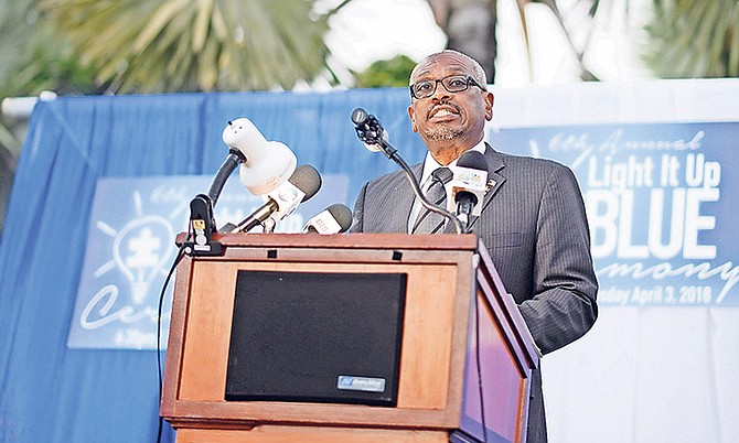 Prime Minister Dr Hubert Minnis speaks at the event.