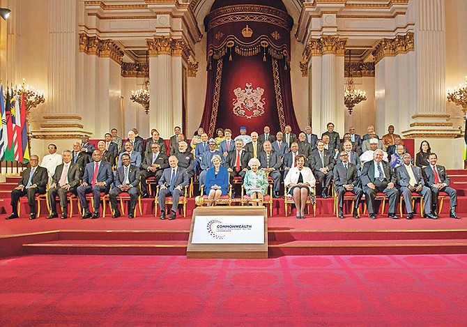 The formal opening of CHOGM. The opening ceremony was held in the ballroom in Buckingham Palace prior to the first executive session at Lancaster House. The opening marks the official start to CHOGM.

