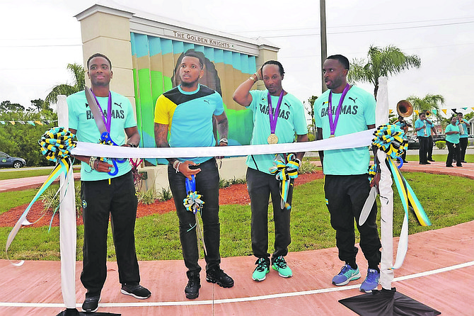 Men's Golden Knights Michael Mathieu, Demetrius Pinder, Chris Brown and Ramon Miller. Photo: Derek Carroll