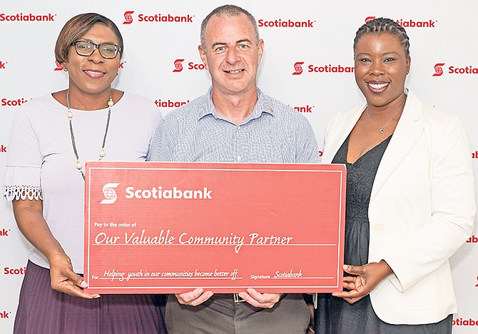 Robin Scavalla, Director, Legal & Corporate Secretary, Scotiabank; Philip Cumming, Past President, Rotary Club of East Nassau and Maxine Seymour, Manager, Public & Corporate Affaira, Sponsorship & Philanthropy, Scotiabank.