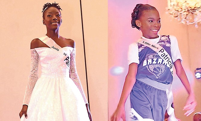 LEFT: Junior Miss Regency Bahamas Kassiti Capron wows the crowd during the evening gown segment.

RIGHT: Little Miss Regency Bahamas Tysha Johnson strides down the runway with confidence for the sportswear segment.