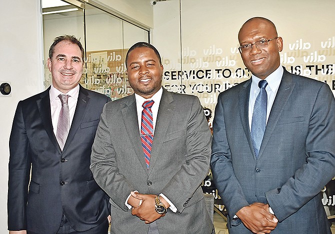From left, chief ALIV officer Damian Blackburn, Long Island MP Adrian Gibson and ALIV general manager for the Central Bahamas Carl Momplaisir.

 