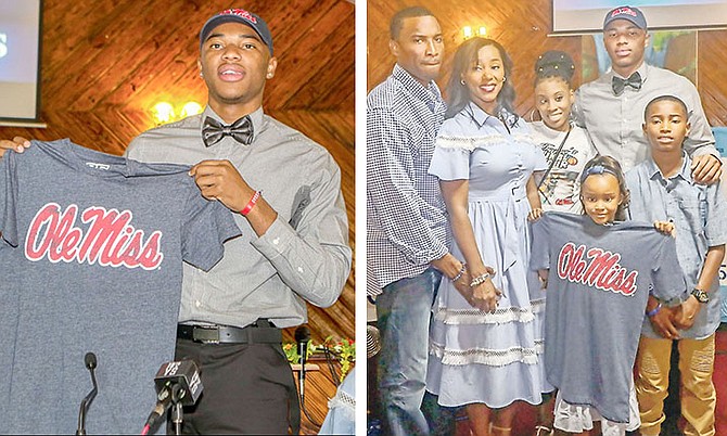 Franco Miller Jr committed to the University of Mississippi Rebels - he is pictured above and with his family.