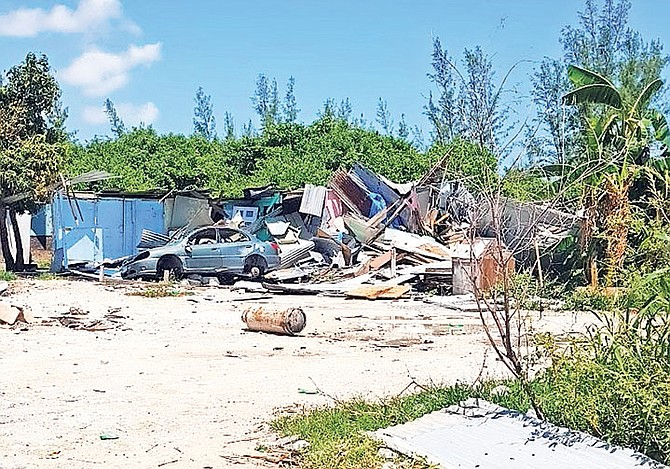 The shanty town at Hamster Road, in southern New Providence, where demolition has already taken place. Photo: Morgan Graham