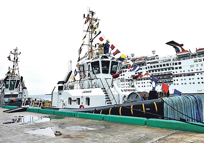 The two new tug boats in Nassau Harbour.
