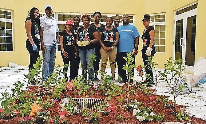 Members of the Lodge team who created the garden at the Robert Smith Ward.
