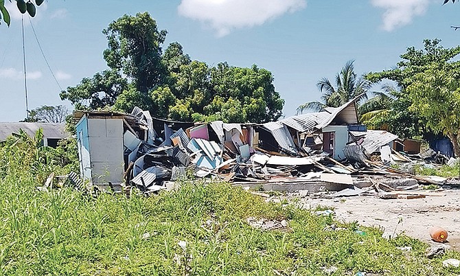 A demolished property at the Hamster Road shanty town in New Providence.