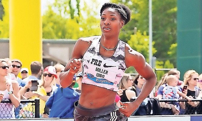 FAST TRACK: Shaunae Miller-Uibo competes in the 400m in the Prefontaine Classic at the Hayward Field in Eugene, Oregon, on Saturday.