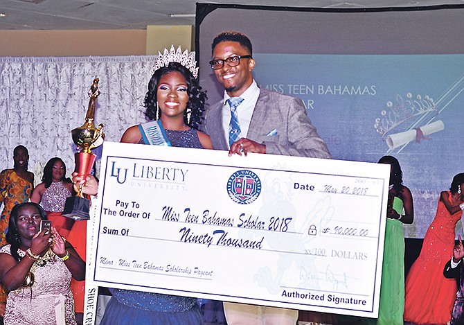 Miss Teen Bahamas Scholar 2018 Blendicah Cadet receives a $90,000 scholarship to attend Liberty University in Lynchburg, Virginia.

