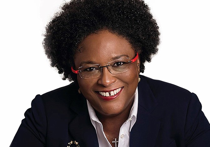 The first female Prime Minister of Barbados, Mia Amor Mottley.