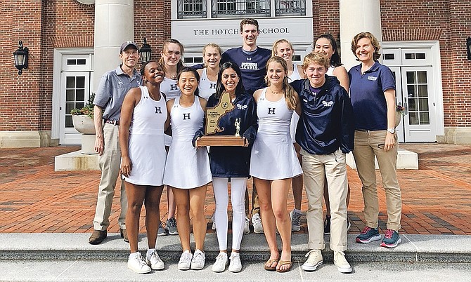 Savannah Roberts, standing in front row at left, is pictured with her Hotchkiss teammates after their victory.