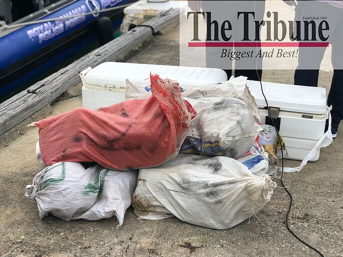 The drugs which were recovered in Exuma and brought back to Nassau. Photo: Terrel W Carey/Tribune staff