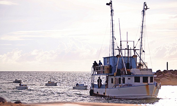 A photo provided by the RBDF showing their detention of Dominican poachers.
