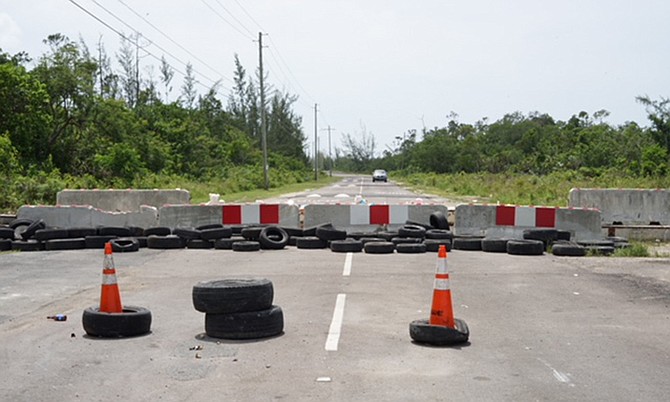 THE concrete beams blocking off Munnings Road. Photo: Terrel W Carey/Tribune staff