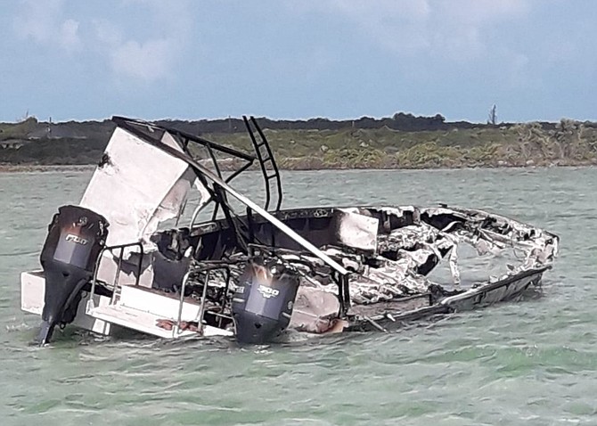 A photo from social media reportedly of the remains of the boat.