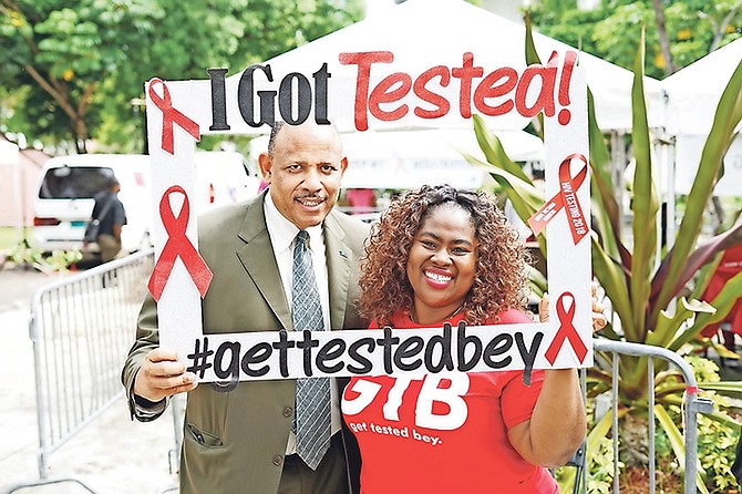 Minister of Health Dr Duane Sands at the HIV testing day on Friday at Victoria Gardens. Photo: Terrel W Carey/Tribune Staff