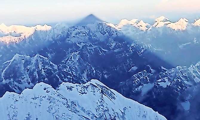 The shadow of Everest from the summit.
