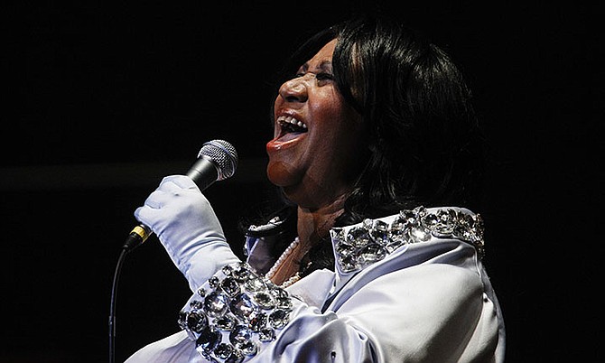 Aretha Franklin performs at The Mann Center for the Performing Arts in Philadelphia in 2010. (AP Photo/Matt Rourke)