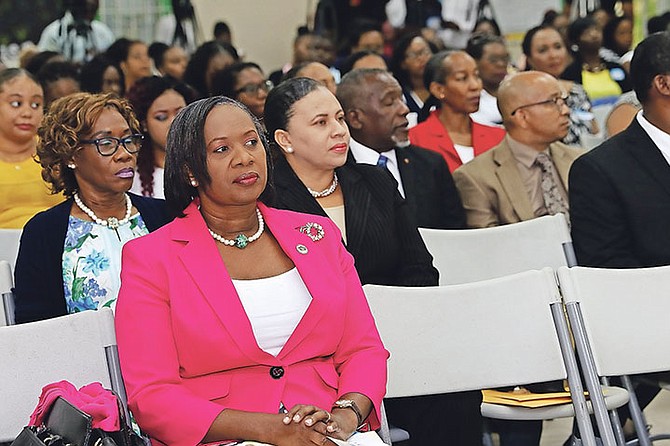 Bahamas Union of Teachers President Belinda Wilson at an orientation ceremony for new teachers held at Uriah McPhee Primary School. Photo: Patrick Hanna/BIS