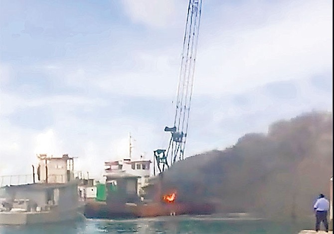 An image of the crane fire from video circulating on social media.