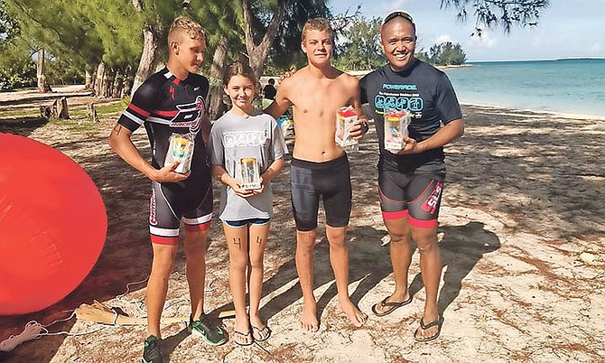 WINNING team in SuperSprint (l-r) Duran Roberts, Erin Pritchard, Basil McGee and Jose Magno.
