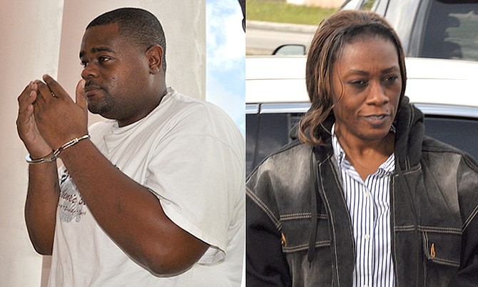 Franco and Kimberley Adams are escorted to the Freeport Magistrate's Court on Friday. 
Photos: Vandyke Hepburn.