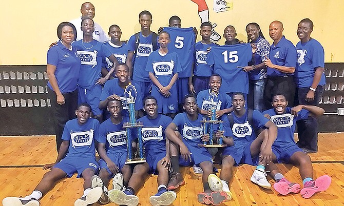 Government High School Magic senior boys celebrate with their title.