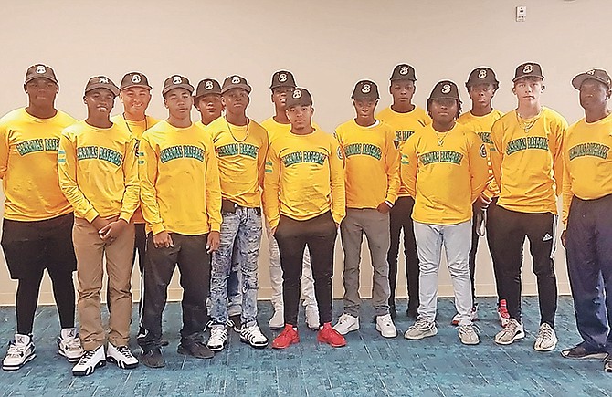 Members of the Bahamas 18-and-under national baseball team.