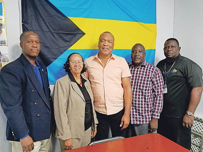 NEWLY formed Bahamas Handball Federation members (l-r) are secretary general Sean Bastian, treasurer Dawn Knowles, president Wellington Miller, second vice president Rupert Gardiner and first vice president Lawrence Hepburn.