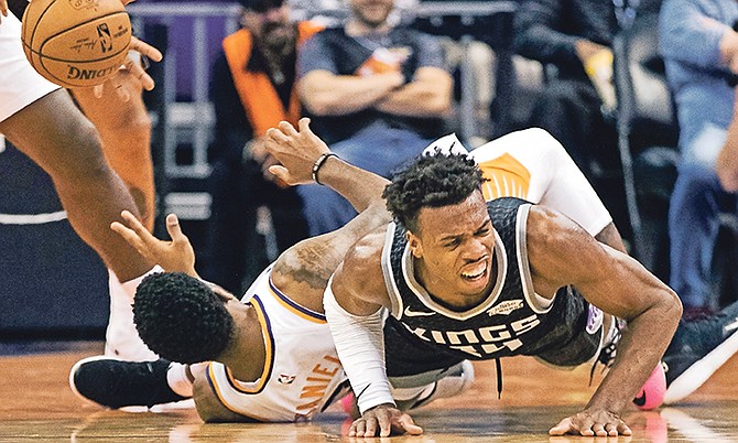 Sacramento Kings’ Buddy Hield in action last night.

(AP Photos/Darryl Webb)