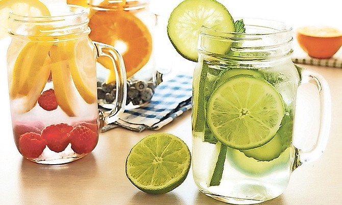 Use fun containers like mason jars and add some fruit or vegetables to your water to make drinking it more appealing.