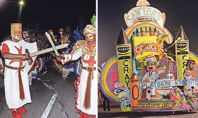 The Superstar Rockers and the Platinum Knights at the New Year’s Day Junkanoo parade in Grand Bahama.
