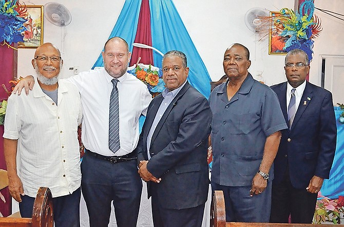 From left, human rights activist Joseph Darville, University of The Bahamas Professor Christopher Curry, former Senator Philip Galanis, Rev. Dr CB Moss, and former Member of Parliament Frederick Mitchell