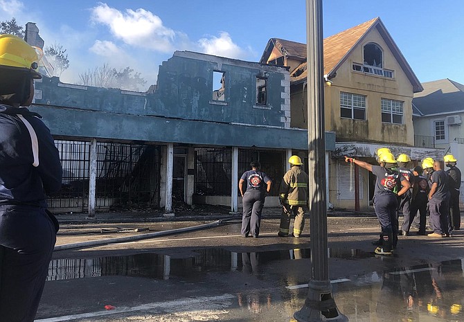 Firefighters at the scene on Bay Street.