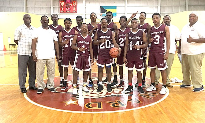 St George's Jaguars, the new Grand Bahama senior boys basketball champions.