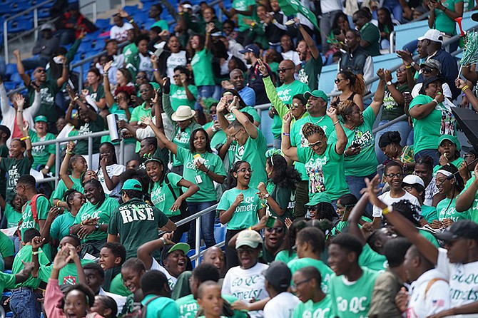 Queen's College Comets fans in the Thomas A Robinson National Stadium on Friday. Photo: Terrel W Carey/Tribune staff