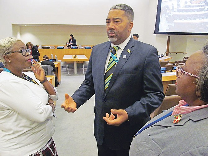 Frankie Campbell meets officials from the National Women’s Advisory Council in New York.