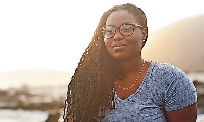 Kristal Ambrose of the Bahama Plastic Movement at the Ka iwi shoreline in Hawaii for the Sierra Club.