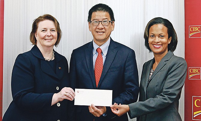 CIBC FirstCaribbean Chief Executive Officer Colette Delaney, Cancer Society of The Bahamas President Dr Williamson Chea, and CIBC FirstCaribbean Managing Director (Bahamas & TCI) Marie Rodland-Allen.