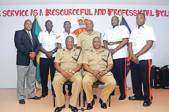Officers from the Abaco District who demonstrated strength and courage to rescue 18 Haitians after their sloop shipwrecked in Abaco in February.