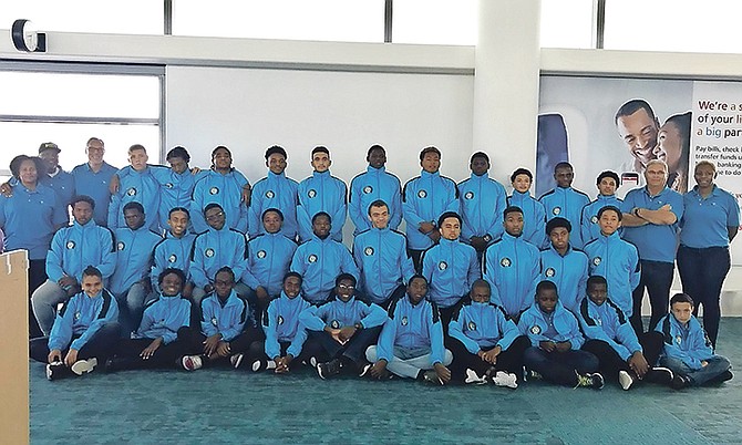 The water polo team setting off for the Carifta championships.