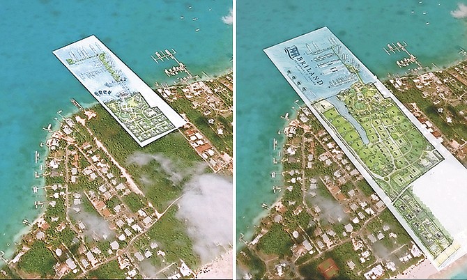 EXPANSION PLANS: The initial footprint, on the left, and the land the planned development covers now.