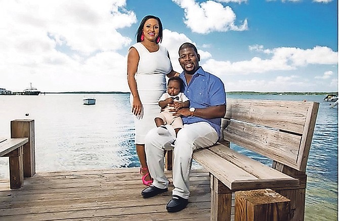 Tishka Moss, pictured with her husband Gevon and their son.