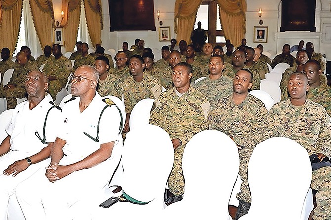 The Royal Bahamas Defence Force held a prayer and healing service at Government House yesterday to remember their comrade, Petty Officer Philip Perpall. Photos: Letisha Henderson/BIS